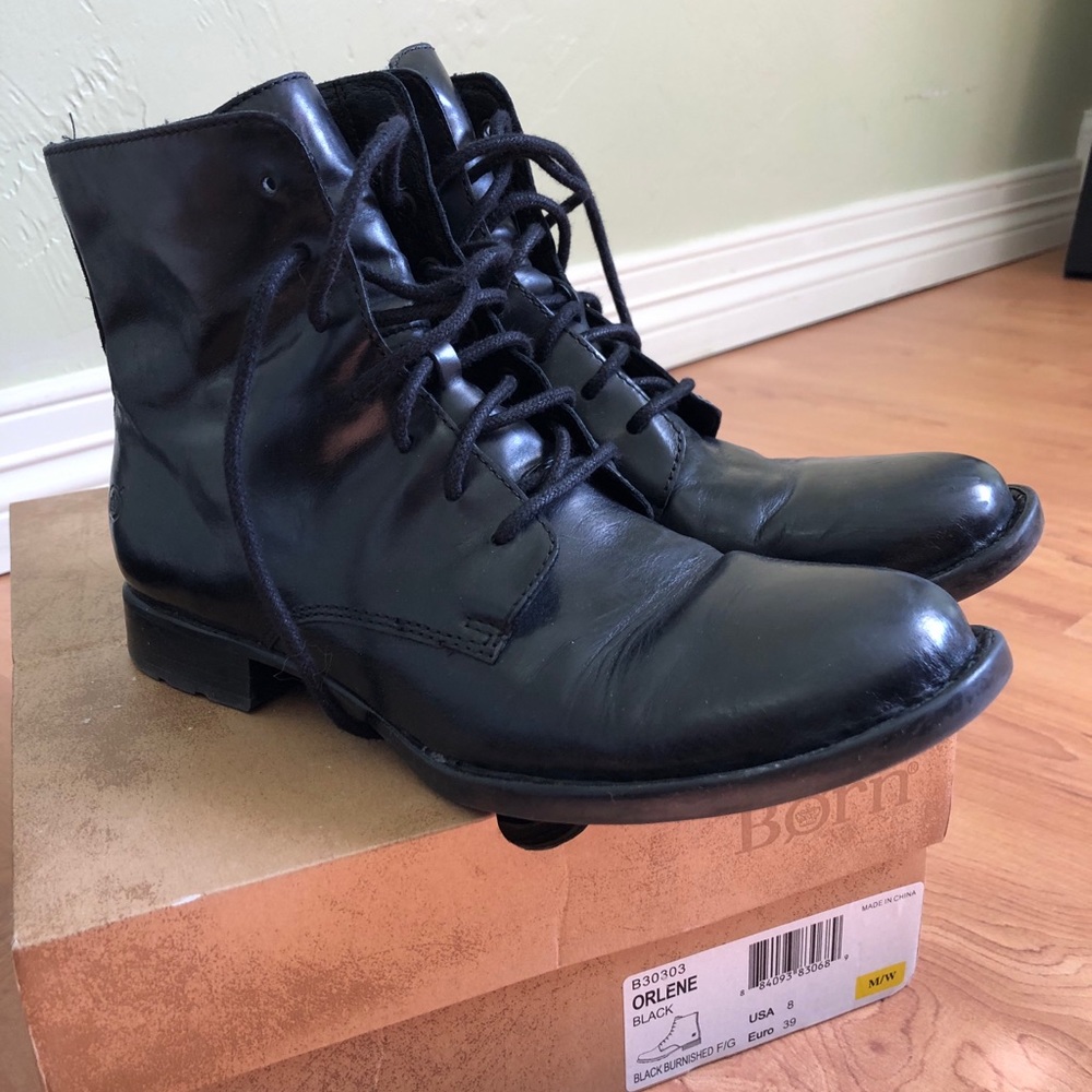 Born black combat boots size 8
